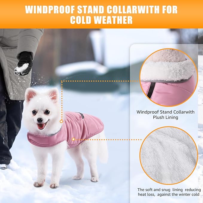 Dog Winter Coats with Fleece Vest,Waterproof Warm Dog Snow Jacket Windproof, Reflective Adjustable Pet Dogs Cold Winter Coat for Dogs Girl Boy