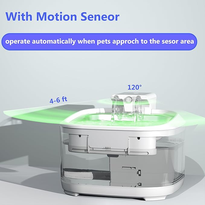 Cat Water Fountain Wireless,Pet Water Fountain Battery Operated for Cats Indoor,4.5L/150oz Automatic Dog Water Dispenser,Quiet Cordless Water Fountains with Motion Sensor,Stainless Steel