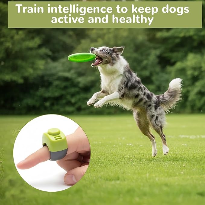 The Set of Easy Clicking Finger Ring Clicker Included Large and Small 2 Sizes,Suitable for Dogs Cats Horses traing Allowing Effective Versatile Training (4pcs Grey+Green+Orange+Blue)