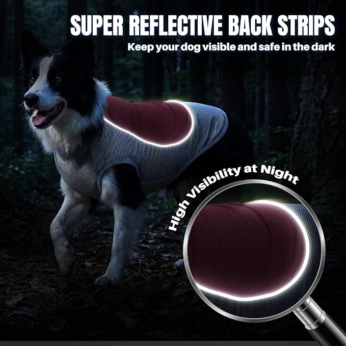 SlowTon Dog Cooling Vest - with Ice Pack Pocket, 3-Layer Evaporative Cooling Jacket with Reflective Stripes, Lightweight Breathable Summer Pet Clothes for Small, Medium and Large Dogs (Pink, 3XL)