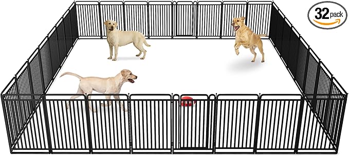 New Thickened Version Dog Playpen, 43 Inch Dog Fences for The Yard, Portable Outdoor Dog Playpen for Large/Medium/Small Dogs, Foldable Metal Dog playpen, with Doors (32 Panels, 43 Inch)