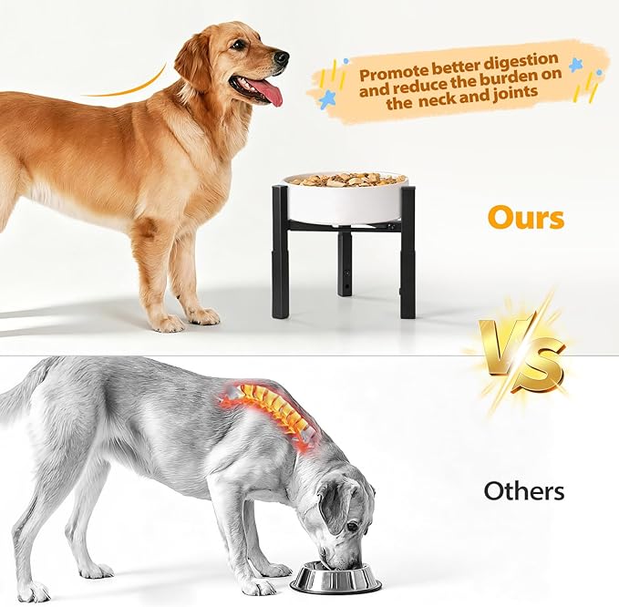 Dog Bowls Elevated, Adjustable Raised Dog Bowl Stand, Metal Elevated Dog Feeding Station for Medium & Large Dogs, Black (Without Bowls)