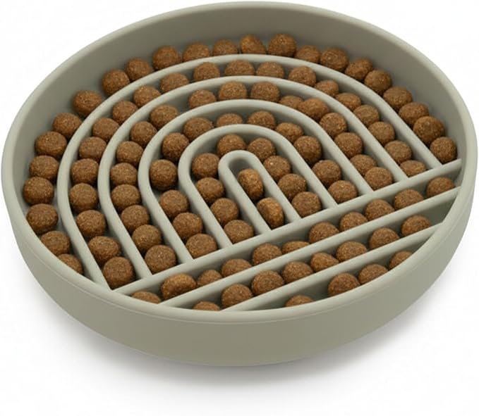 Should We Go? Slow Feeder for Dogs & Cats, The Slowdown Bowl Silicone Slow Eating Mealtime Solution with Modern Lick Mat Design, Reduces Gulping, Fits 1 Cup, 6” Across x 1.25” Tall, Small-Sage
