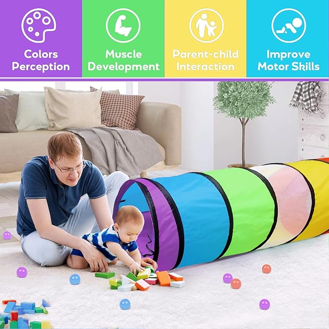 Kids Play Tunnel for Toddlers,Pop Up Crawl Through Tunnel Play Tent for Baby Infant Children or Pet,Indoor & Outdoor Toys for Boy and Girl Backyard Playset