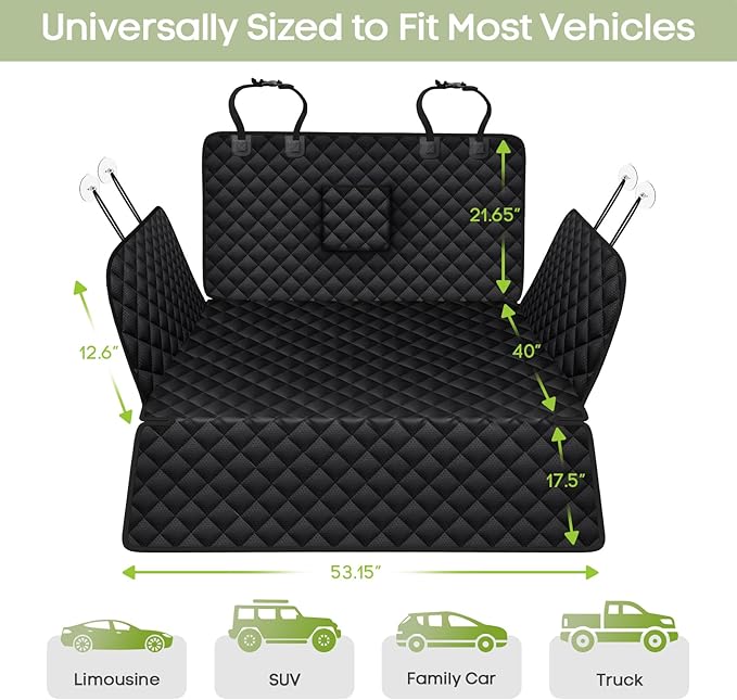 SUV Cargo Liner for Dogs, Waterproof Pet Cargo Cover with Bumper Flap Protector, Scrachproof Non-Slip 600D Oxford Fabric, Machine Washable
