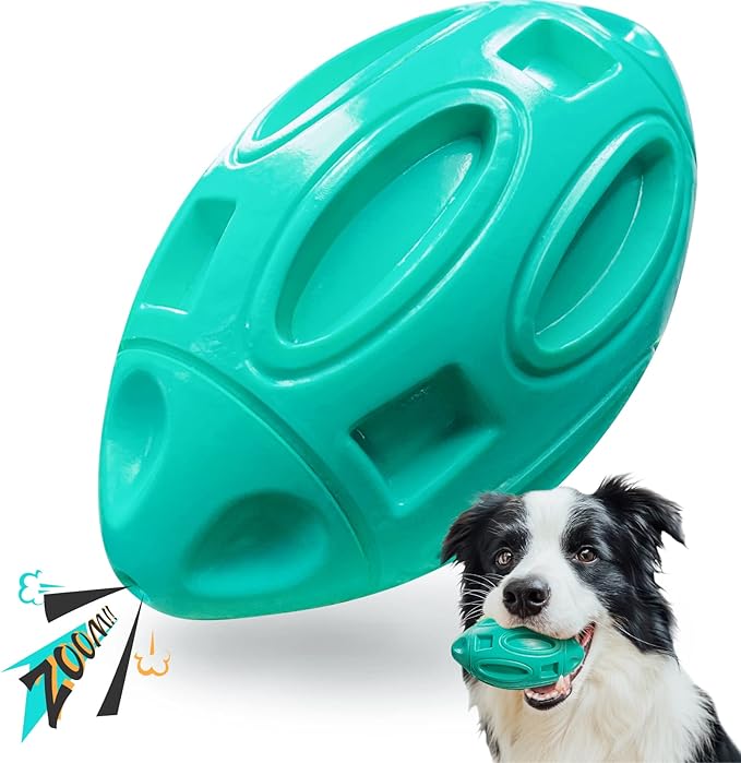 EASTBLUE Squeaky Dog Toys for Aggressive Chewers: Rubber Puppy Chew Ball with Squeaker (Teal)