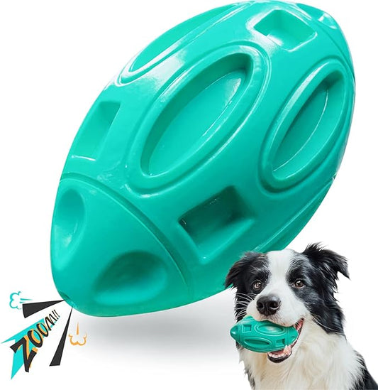 EASTBLUE Squeaky Dog Toys for Aggressive Chewers: Rubber Puppy Chew Ball with Squeaker (Teal)