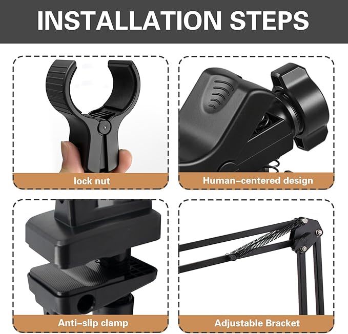 Hair Dryer Holder, 360 Degree Rotatable Hands-Free Clamp-on Dog Hair Dryer Stand, Black Adjustable Lazy Bracket for Home Salon Dog Cat Grooming