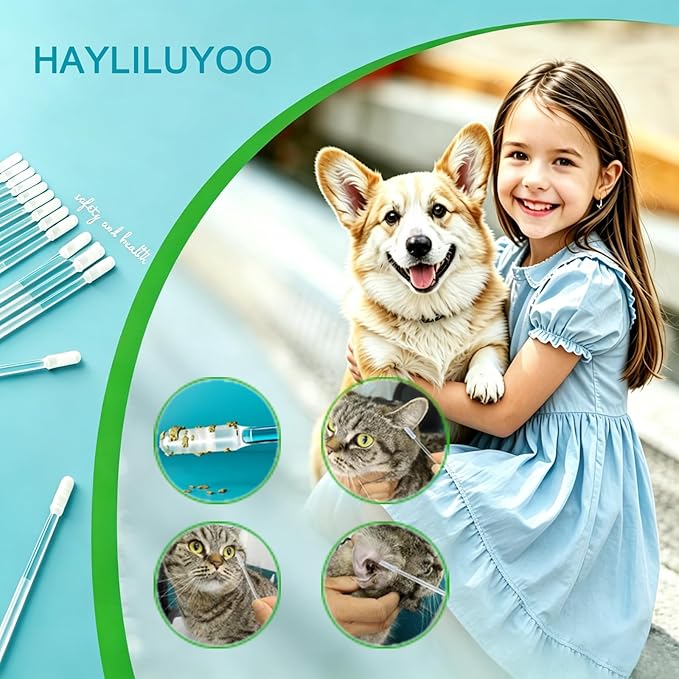 48 Pcs Pet Ear Cleaning Stick, Adhesive Ear Cleaning Tools for Dog and Cat, Sticky Resin Head, Gentle Safety Pets Earwax Removal Tools