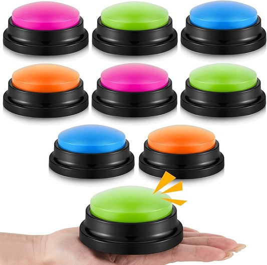 Honoson 8 Pieces Recordable Answer Buzzers Button for Trivia Games Show Buzzers Recording Buttons Gifts for Classroom Team(Fresh Color)