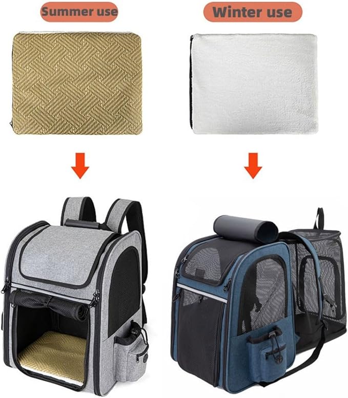 Pekaqi Cat Carrier Backpack - Expandable Airline-Approved Pet Backpack with Snag-Free Mesh, Roll-Top Cover & Storage, Fits Cats/Small Dogs Up to 18 Lbs (Hiking/Camping)