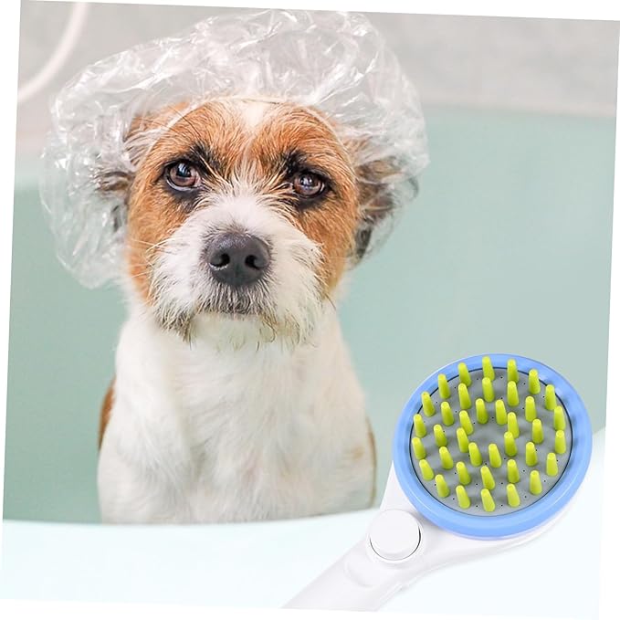 Kisangel Dog Shower Sprayer with Massaging Brush and Hose Rain Like Stream Pet Bathing Tool Portable Grooming Scrubber for Efficient Water and Shampoo Use