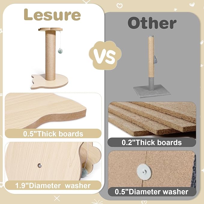 18” Tall Cat Tree for Kittens, Jute Scratching Post with Hanging Ball for Kitten & Adult Cats, Small Cat Tower with Toys, Pets Activity Tree Indoor