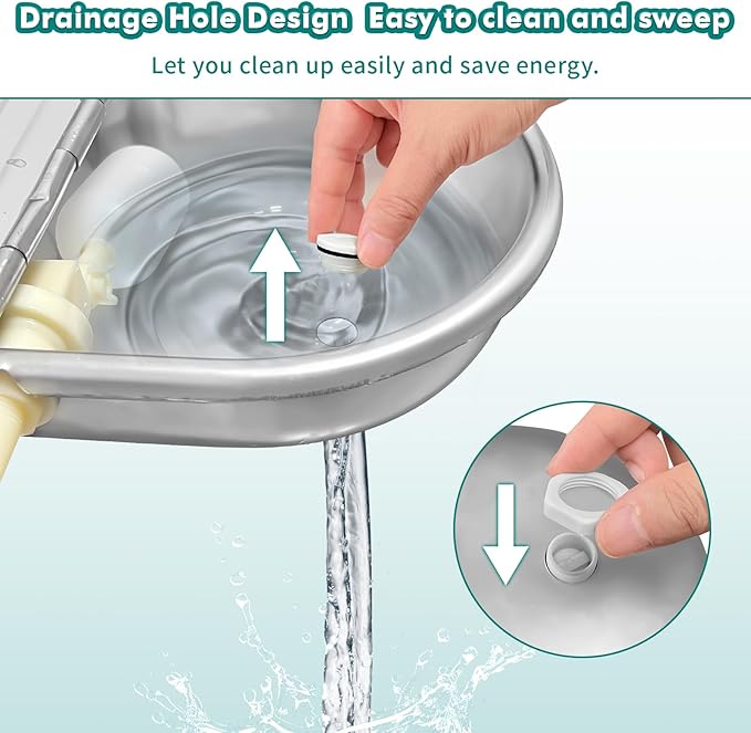 Automatic Water Dispenser for Dogs, Animal Drinking Water Bowl with 2 Float Valve,304 Stainless Steel auto self Filling Dog Water Bowl Dispenser Outdoor Livestock Water Bowl Kit for Chicken.