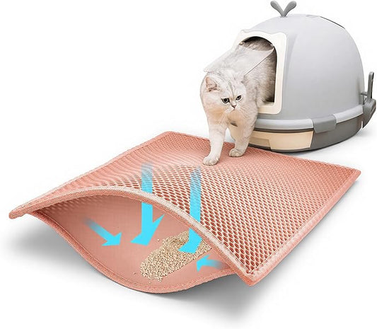 Pieviev Cat Litter Mat Double Layer Waterproof Urine Proof Trapping Mat 1 Pack (Red, 24x15 Inch (Pack of 1))