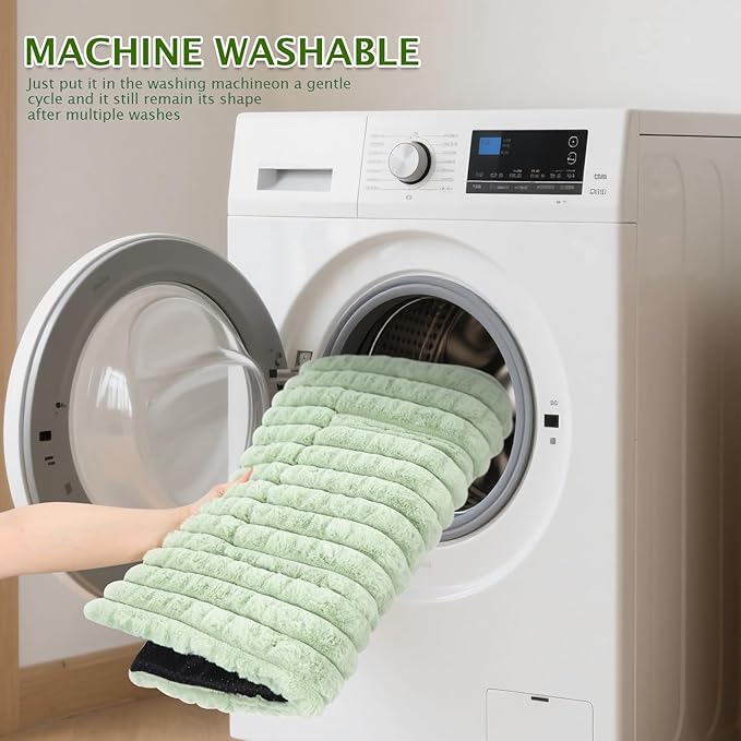 BVAGSS Dog Bed Washable Crate Mattress,Anti-Slip Memory Foam Soft Warm Pet Cushion for Small Medium Dogs, Calming Fluffy Sleeping Kennel Pad XH082 (24''x18'',Green)