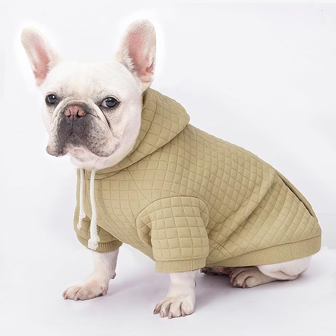 2 Pack Dog Hoodie Sweaters for Small Medium Dogs Warm Dog Clothes for Large Dogs Soft Waffle-Like Laminated Sweatshirt Bulldog (Brown+Wine Red, M (Back: 15.5",Chest: 21.6", Neck: 13"))