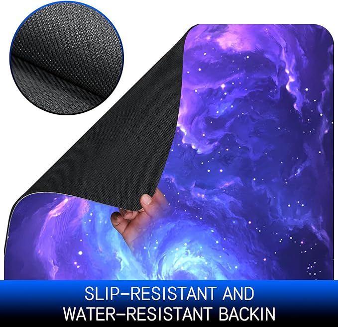 Dog Food Mat, 15.7" x 23.6" Absorbent Pet Feeding Mat for Food and Water, Waterproof Diatom Mud Pet Placemat with Non-Slip Rubber Backing, Cat Bowl Mat for Floors - Purple Starry Sky