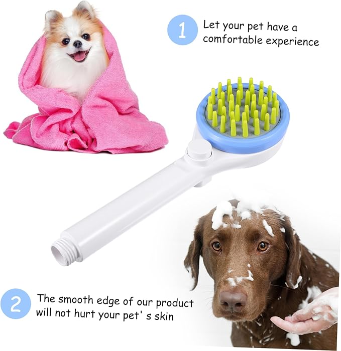 Balacoo Eco Friendly Pet Shower Sprayer with Hose Massaging Dog Bath Brush for Long Hair Puppy Grooming and Easy One Handed Bathing