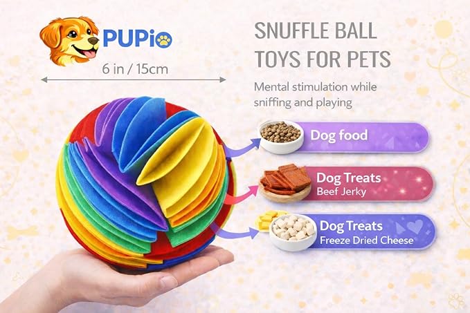 Premium Felt Forager Ball for Dogs – Hide Treats for Interactive Sniffing & Mental Stimulation, Mental Enrichment and Reducing Dog Boredom