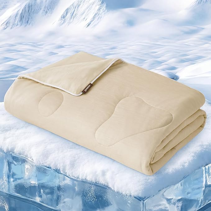 ZOMISIA Cooling Blanket for Extra Large Dogs - Washable Dog Cooling Mat for Hot Weather, Travel Soft Pet Summer Essentials, Khaki, 50"x60"