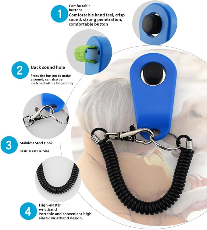 URBEST 4pcs Pet Training Clicker with Wrist Strap-Dog Training Clickers (Webbing)