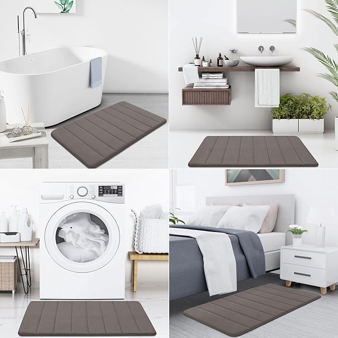 Buganda Memory Foam Bath Mat, 44" x 24", Ultra Soft and Non-Slip Bathroom Rugs, Water Absorbent and Machine Washable Bath Rug Runner for Bathroom, Shower, and Tub, Taupe