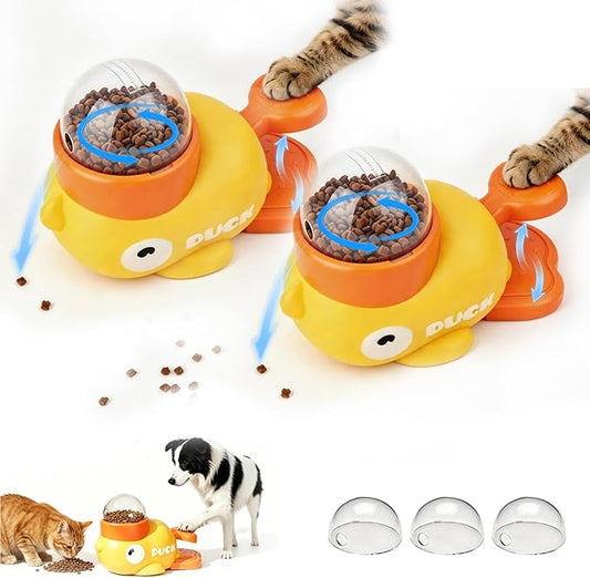 2PCS Duck Treat Dispenser for Dogs to Train Problem-Solving Skills,Dog Slow Feeder Puzzle Toy Prevents Bloating, Interactive Treat Dispensing Toy for Small Cats, Dogs
