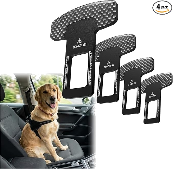 Dog Car Harness, Dog Belt Harness for Car, Adjustable Clips Dog Harness with Seat Attachment, Breathable Padded Vest with Handle for Sitting, Walking -4 p