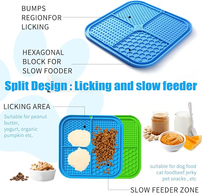 Honomastry Lick Mat for Dogs, Premium Lick Pad with Suction Cups for Dog Anxiety Relief, Slow Feeder Dog Bowls, Bathing, Grooming and Training.