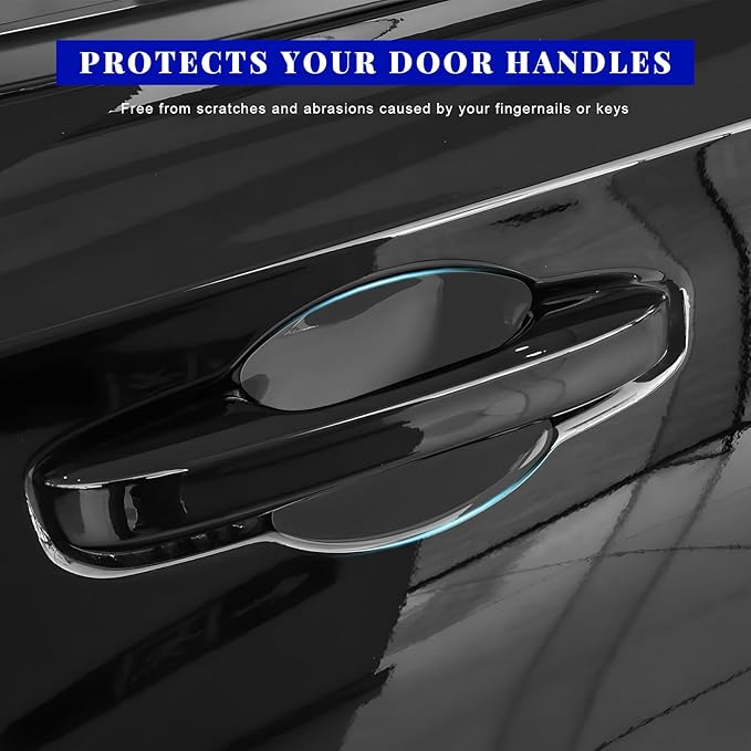 12PCS Car Door Handle Protector, Waterproof Anti-Scratch Film Clear Invisible Auto Door Bowl Sticker, Non-Marking Self Adhesive Handle Cup Scratch Guard for Most Vehicles