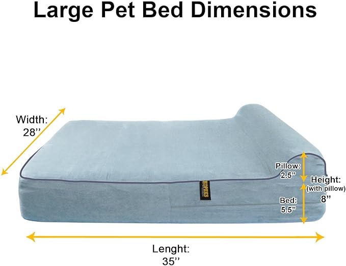 KOPEKS Dog Bed Replacement Cover Memory Foam Beds - Grey - Large Size
