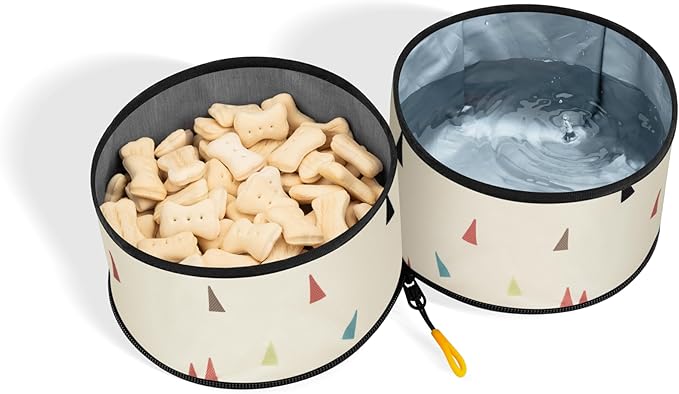 OllyDog Superbowl | Collapsible Dog Travel Bowl | 2-Compartment Food & Water | Foldable Portable Dog Dish | Hiking Camping Backpacking | Small Medium Large Dogs (Terrazzo)