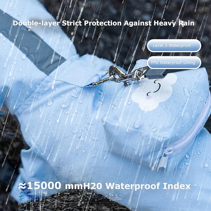 Waterproof Dog Raincoat,Full Coverage 4 Legs Dog Rain Jacket for Small Dogs,Pet Rain Coat with Hood,Reflective Strips&Leash Hole Outdoor Raincoat (Large（for Weight 8.8-11 lb）, Blue)