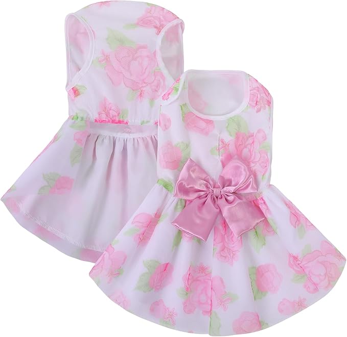 ASENKU Dog Dress Pet Wedding Dress Princess Lace Puppy Birthday Party Outfit Formal Apparel Girl for Small Medium Dogs Cats (XX-Small, Rose)