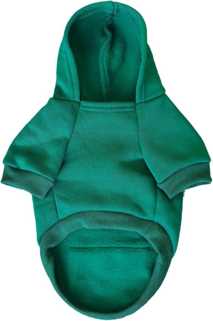 Jecikelon Soft Dog Hoodies for Small Dogs, Fleece Puppy Sweatshirt with Pockets, Warm Winter Cold Weather Coats for Pet Cat, Cute Clothes Puppy Costume (Green, XX-Small)