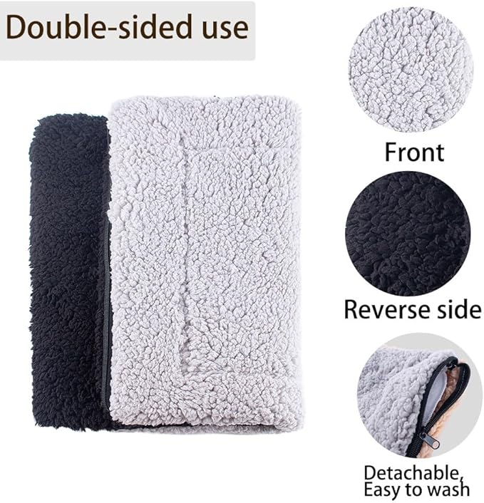 AIO Self-Warming Cat Bed Pad Advanced Extra Warm Thermal Pet Pad for Indoor Outdoor Pets with Removable Cover Outdoor Pet Houses Washable Non Electric Self Heating Cat Bed Grey 16.96 * 22.05in