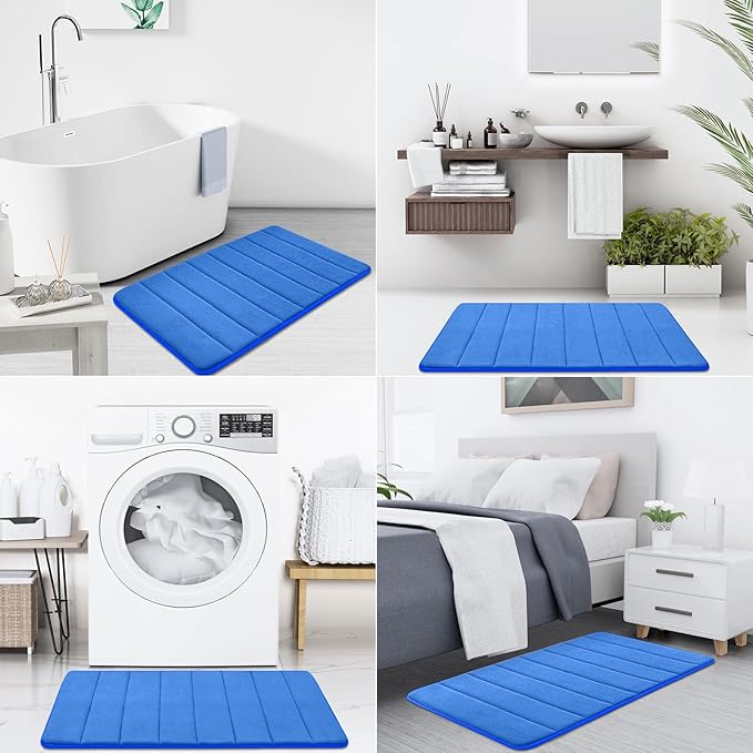 Buganda Memory Foam Bath Mat, 44" x 24", Ultra Soft and Non-Slip Bathroom Rugs, Water Absorbent and Machine Washable Bath Rug Runner for Bathroom, Shower, and Tub, Royal Blue