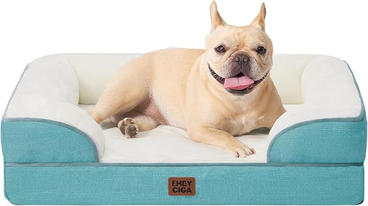 EHEYCIGA Orthopedic Dog Bed, Waterproof Memory Foam, Turquoise Blue, 30"L x 20"W x 6.5"Th