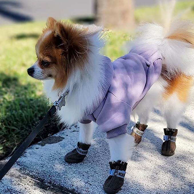 Jecikelon Soft Dog Hoodies for Small Dogs, Fleece Puppy Sweatshirt with Pockets, Warm Winter Cold Weather Coats for Pet Cat, Cute Clothes Puppy Costume (Purple, X-Large)