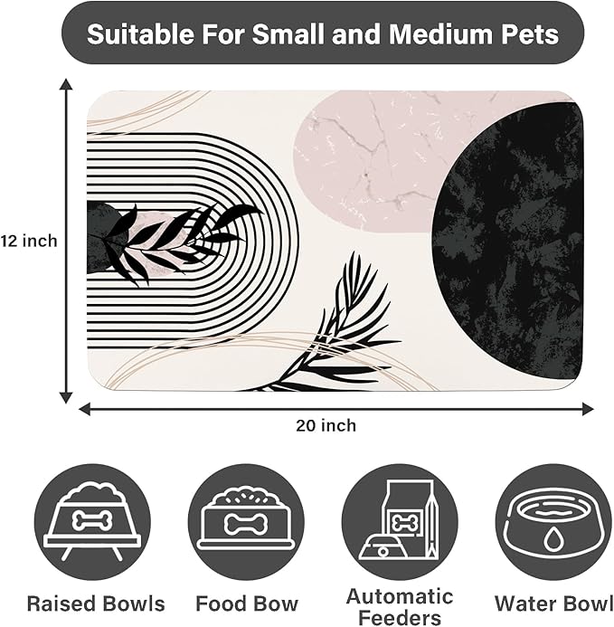 Cat Food Mat for Floors Waterproof Dog Mat for Food and Water Bowl Quick Dry Easy to Clean Nonslip Pet Mats, 12 * 20, Simple