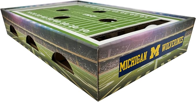 Pets First NCAA Michigan Wolverines Cat Scratcher Box, Game Day Cat Toy, NCAA Football Field Designed Cat Scratcher and Lounge, Stimulating Cat Game