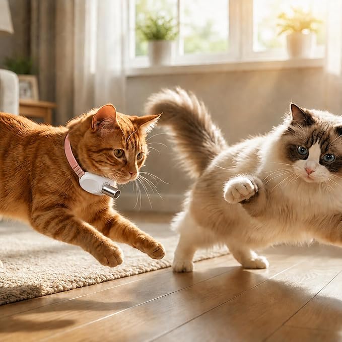 Walfront Cat Toys, Interactive Pink Adjustable Collar Toy, Fit 9.1–13.4 in, Indoor Play for Kittens & Adult Cats, Fun Exercise & Boredom Relief