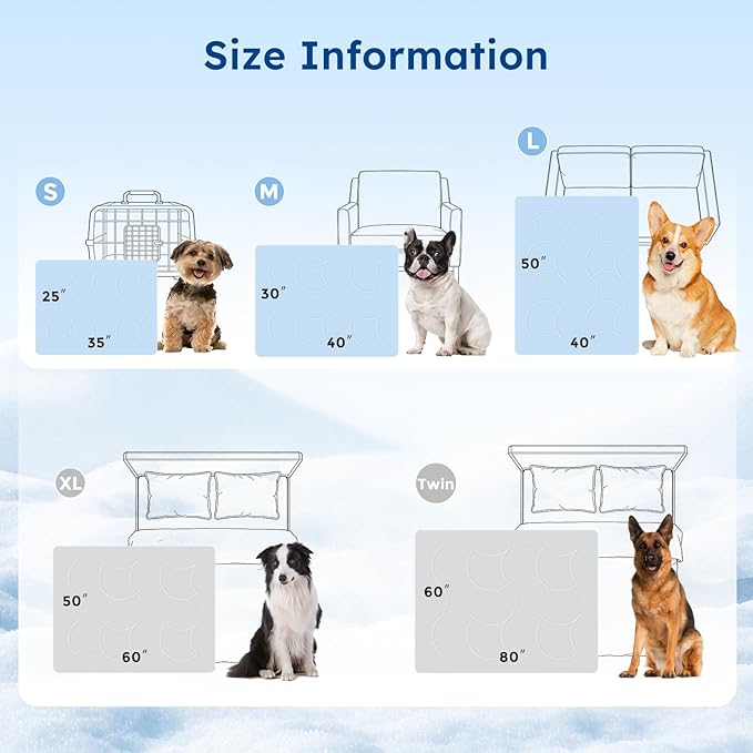 ZOMISIA Premium Cooling Blanket for Small Dogs -Q-MAX>0.5 Breathable Washable Dog Cooling Mat, Travel Soft Pet Summer Essentials, Grey, 25"x35"