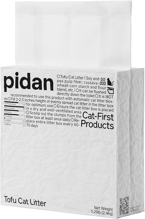 pidan Tofu Cat Litter Clumping,Flushable,Ultra Absorbent and Fast Drying, 100% Natural Ingredients Litter,Solubility in Water,Really Dust-Free,Less Scattering (5.3lb×1bag)