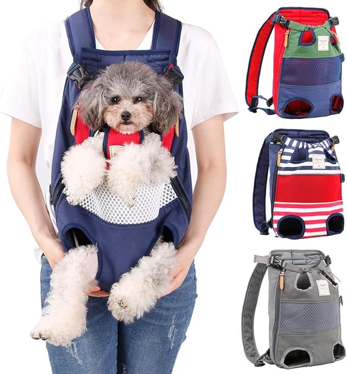 Dog Backpack Carrier Small Dog Backpack, Pet Dog Front Backpack Legs Out Dog Chest Carrier for Small Dogs, Cat Backpack Carrier Dogs Travel Back Pack Hands-Free Hiking Bike Motorcycle (Size:11–19 lbs)
