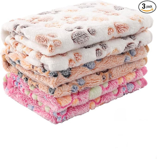 MIWOPET 3 Pack Cat and Dog Blanket Soft & Warm Fleece Flannel Sleep Mat, Great Pet Throw for Puppy, Cats, Small, Medium & Large Dogs(Large 40" x 30")