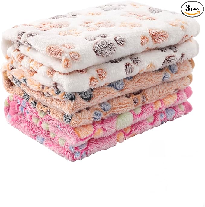 MIWOPET 3 Pack Cat and Dog Blanket Soft & Warm Fleece Flannel Sleep Mat, Great Pet Throw for Puppy, Kitten,Cats,Small, Medium & Large Dogs (Medium 30" x 20")