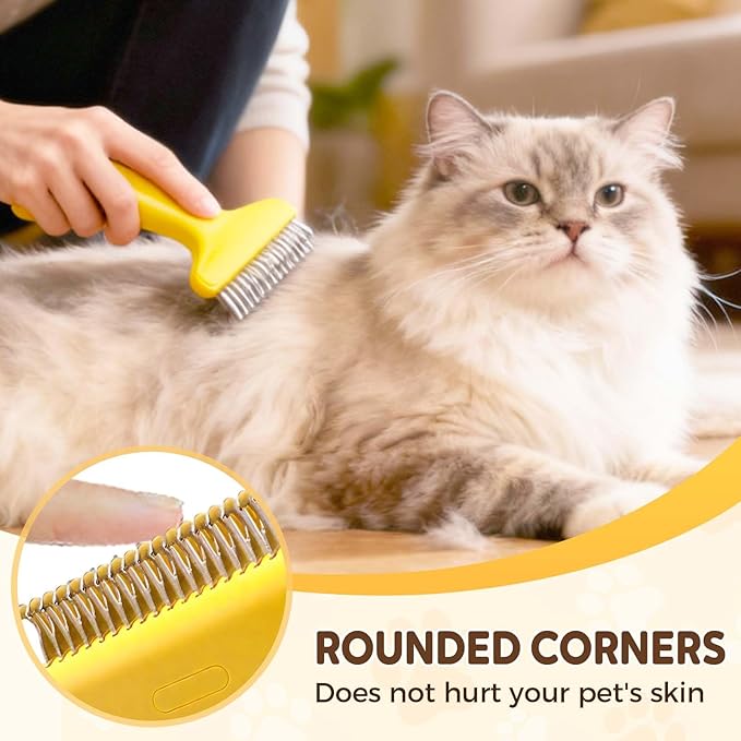 Dematting Comb for Dogs and Cats, Undercoat Rake Pet Brush for Long Hair, Dual-Sided Pet Grooming Brush Removes Tangles Knots and Loose Fur, Deshedding Grooming Tool (Green)