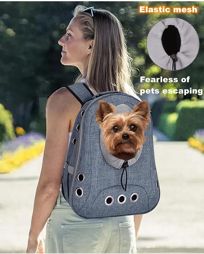 Small Dog Cat Chest Backpack Carrier,Large Space Ventilated Front Facing Backpack Carrier for Puppy,Lightweight Doggy Backpack for Hiking,Camping,Travel,Outdoor,Max 12 lbs(Denim Blue)